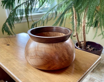 Maple Decorative Bowl - medium (7" diam) walnut rim on figured maple decorative bowl