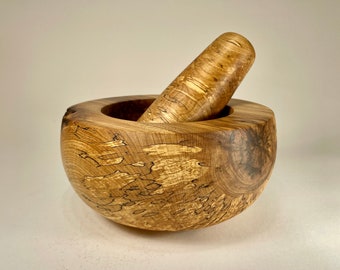 Maple Mortar and Pestle - beautiful handmade medium/large Spalted Maple mortar and pestle