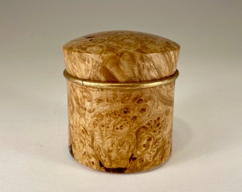 Maple Burl Container - Big Leaf Maple burl box with gold bead