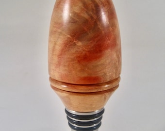 Box Elder Bottle Stopper - traditional three O-rings stainless steel design