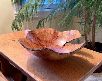 Live Edge Maple  Burl Bowl - exquisite small (8.5" diam x 3") live edge maple burl bowl