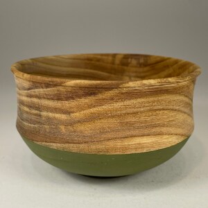 Small Elm Bowl - small (5&quot; diam) decorative rustic bowl with olive green milk paint