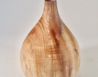 Copper Pod Vase - small/medium (4.5"diam x 6.5") hand turned wood vase with top small hole
