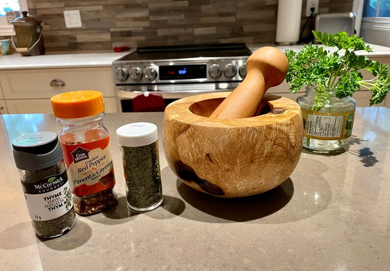 Maple Mortar and Pestle beautiful handmade medium/large Curly Maple mortar and pestle image 6