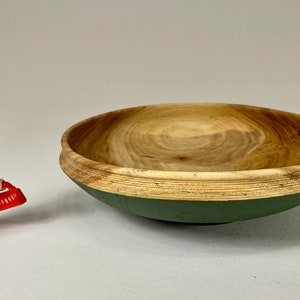Small Elm Bowl - small (6.5&quot; diam) decorative rustic bowl with olive green milk paint