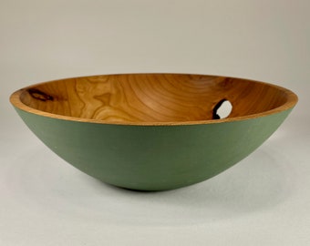 Cherry Bowl - medium (10.25" diam) cherry bowl with Lexington green milk paint