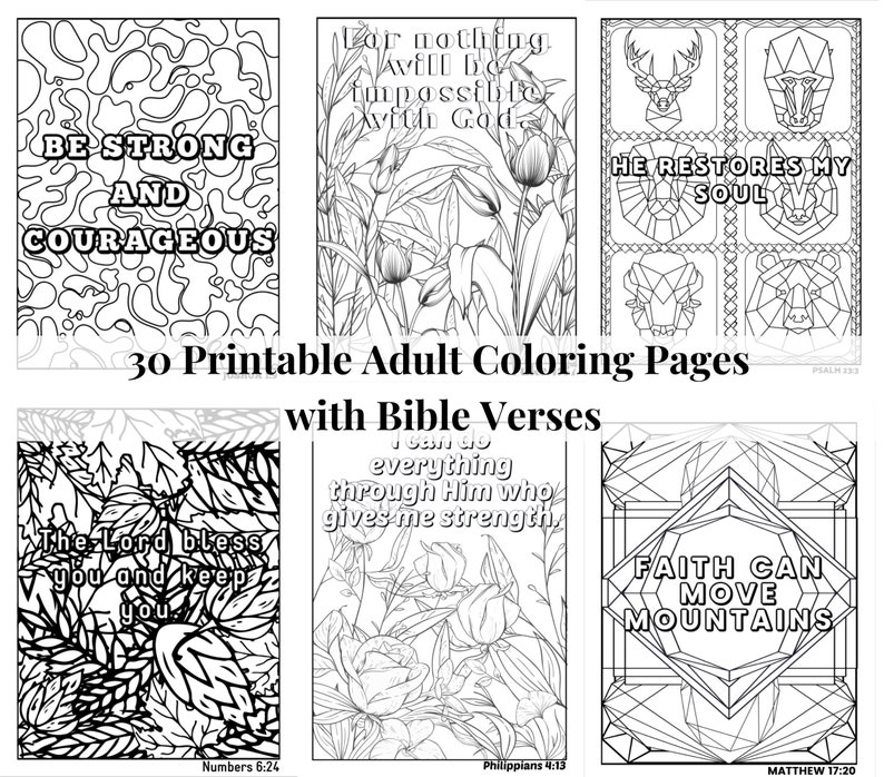 30 Printable Adult Coloring Pages With Bible Verses 8.5x11 - Etsy