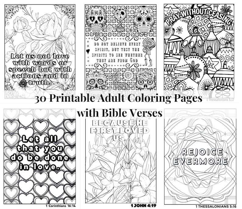 30 Printable Adult Coloring Pages With Bible Verses 8.5x11 - Etsy