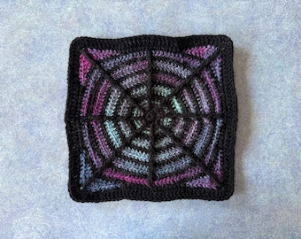 Spooky Spiderweb Stained Glass Crochet Square PDF Pattern