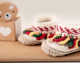 Baby Crochet Slipper Moccs, Baby Booties.  Mexican or Wild One Theme. Perfect for Baby's First Year, Baby Shower or Cake Smash