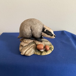 Badger on Tree Stump.Signed. 1983