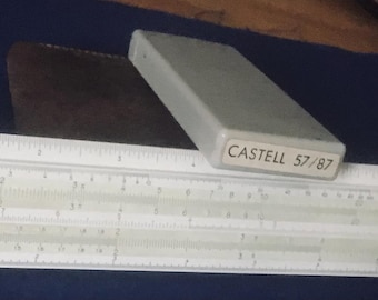 A W Faber Slide Rule. Castell. ( 57/87 ). Rietz. Sleeve. Collectible. Complete Book of instructions. Collectible.