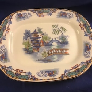 Antique Plate/Dish. Leighton Potteries. Asian Scene. Mainly Blue. Collectible.