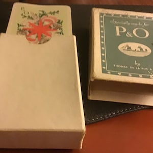 Vintage speelkaartenset. Handelsbevordering "P&O". Gedenkwaardigheden. Tijdperk jaren 1950. Zeer verzamelbaar.