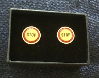 Cuff Links by Authentics. “STOP”. Original Box. Ideal and Great Gift.