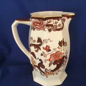 Vintage Masons Brown Velvet Jug. Octagonal Design. Good Vintage Condition. Collectible.