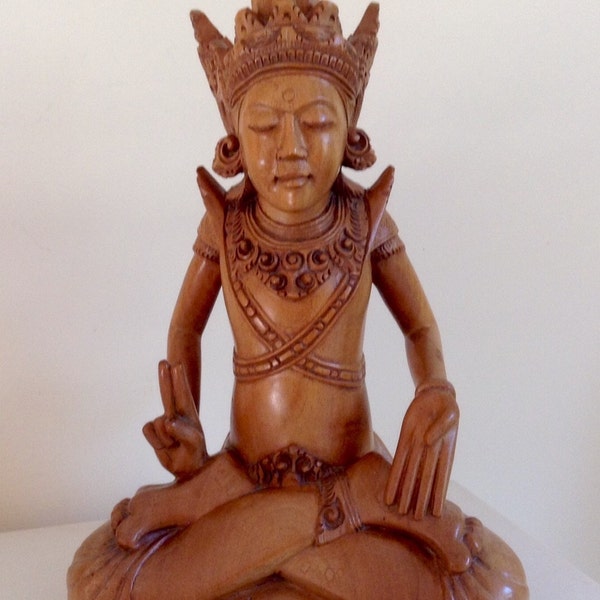 Vintage Wooden Carving of Indian Goddess. Superb Detail and intricated hand carving.