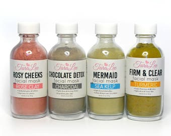 Face Mask Samples - Try them all! Rose Clay, Charcoal, Matcha, Turmeric Facial Mask
