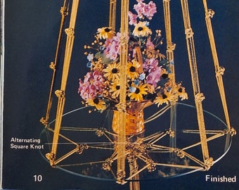 VINTAGE 70s Macrame Pattern DIY Glass Tabletop Holder Hanging Table Multi-layer - Instant Download PDF 1970s - 2 Files Directions & Knots