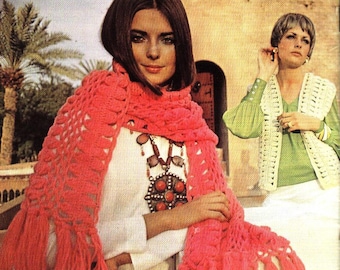 ePattern Vintage Hairpin Lace Pattern Scarf AND Vest Patterns - Instant Download Pattern Digital Download PDF Shawl Stole