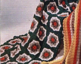 ePattern Vintage Crochet Pattern Afghan "Nasturtium" 52" X 68" Crochet  Instant Download Pattern Digital Download PDF Blanket Wrap