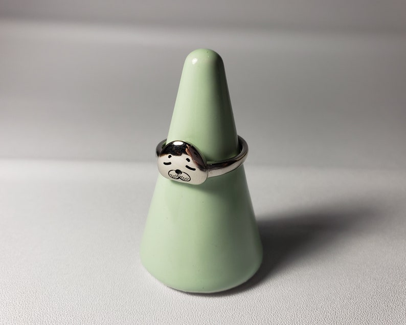 Unique Gift For Her Cute Kawaii Seal Face Sterling Silver Ring