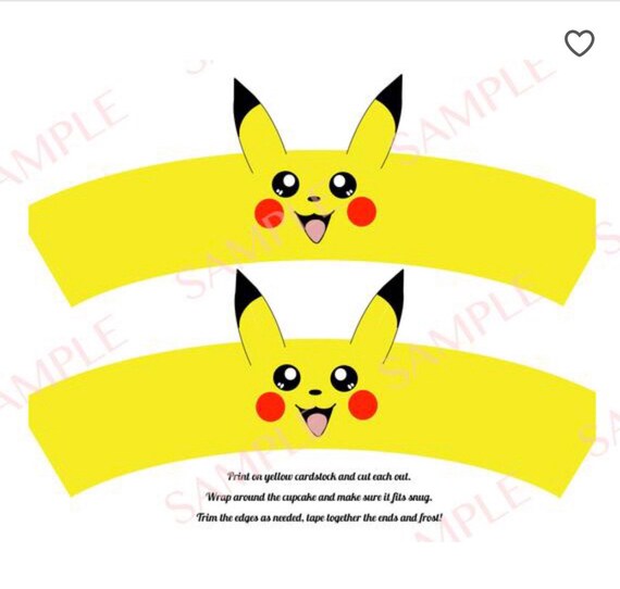 Digital File You Print Pokemon Inspired 6 Design Pikachu Charmander Bulbasaur Dragonite Snorlax Squirtle Cupcake Wrapper Holder