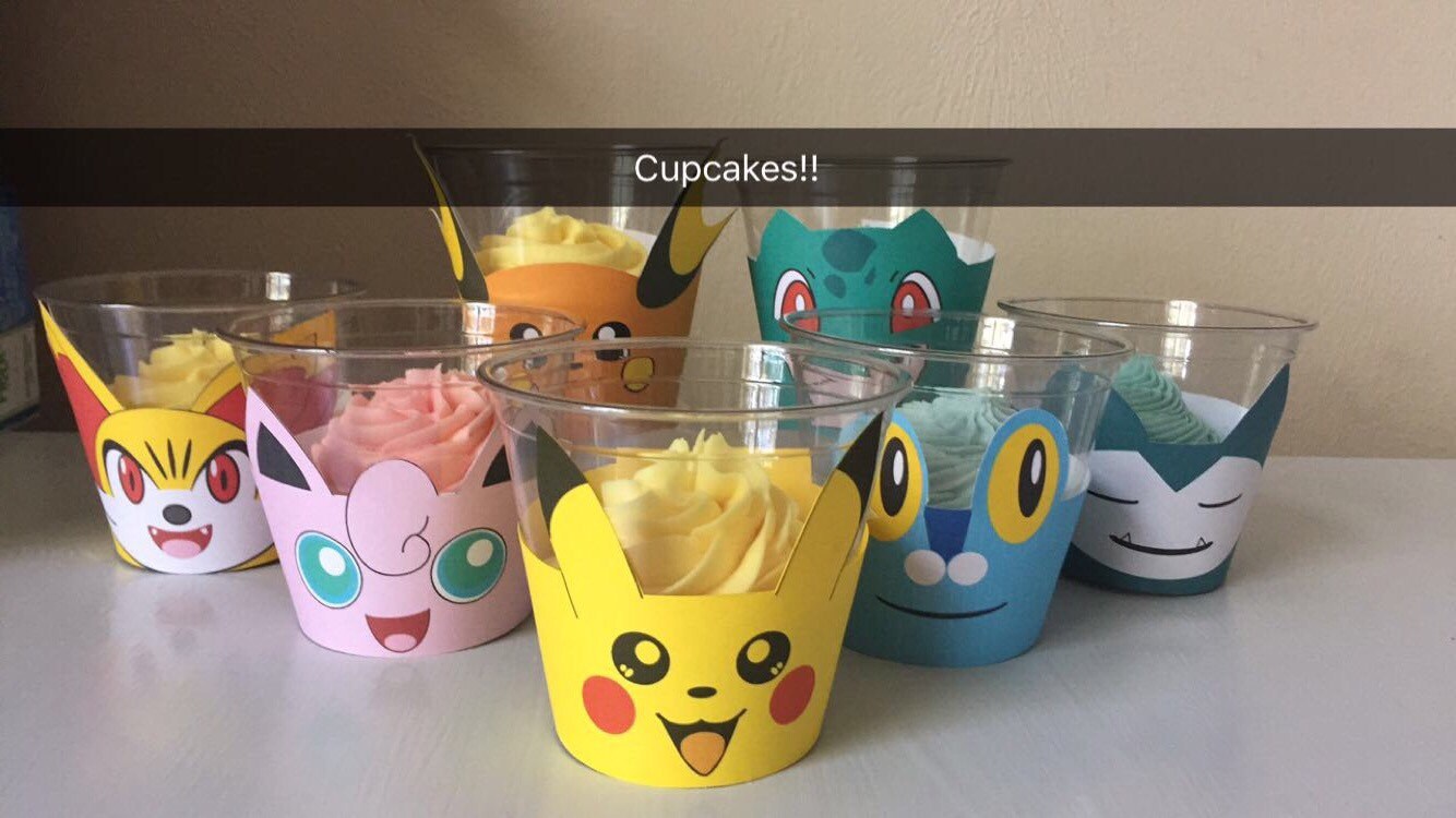 Pokemon SMILING Pikachu Inspired Cupcake Wrapper Holder Etsy