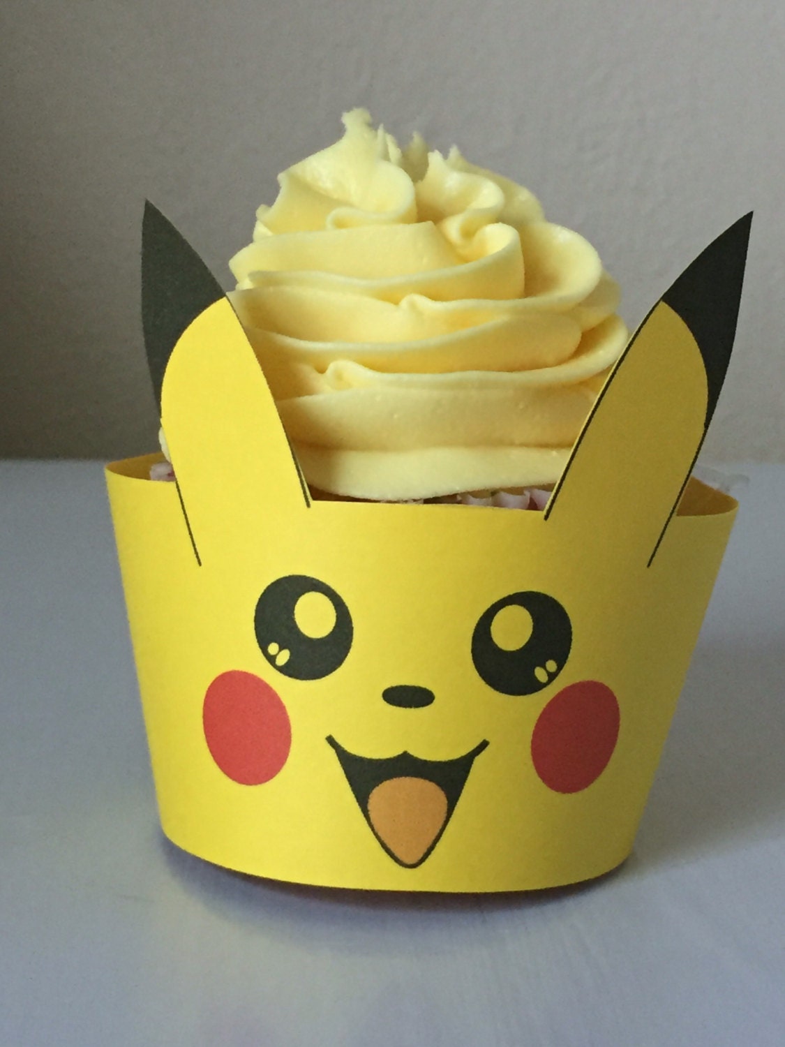 Pokemon SMILING Pikachu inspired Cupcake Wrapper Holder Etsy