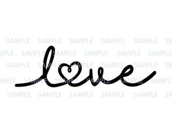 Love cursive script heart  jpg digital file