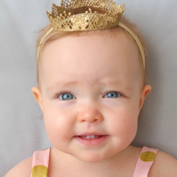 CLEARANCE || The True Love Crown, Lace Princess Crown, Gold Crown, Mini Crown, Lace Crown, Silver Crown, Baby Headband, Crown Headband