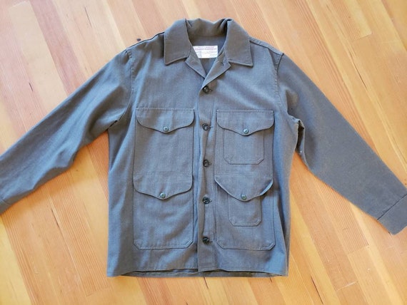Vintage 1970s Filson Green Military Shirt 100% woo