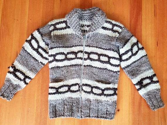 Vintage 1950s 1960s Hand Knit Heavy Cowichan Sweat