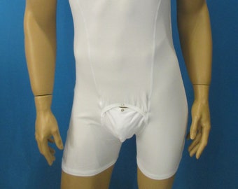 mens bodysuit short sleeves union suit shoulders opening front button opening bikers whole underwear body suit  motor undergarment underwear