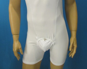 Mens Short Sleeve Bodysuit: Winter Underwear, Front Button Opening