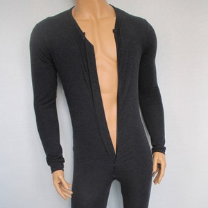 full bodysuit double way zipper fine overall mens one-piece suit long legs sleeves zippered union suit under garment winter underwear