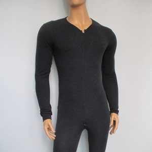 full bodysuit double way zipper fine overall mens one-piece suit long legs sleeves zippered union suit micromodal under garment underwear