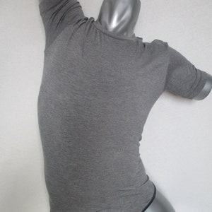 T-shirt bodysuit men thong union suit short sleeves bamboo body suit V- neck underwear for men thong fully opening sexy mens thongs