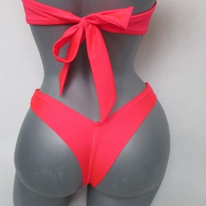 Thong bikini set minimalistic brazil bottoms and a bandeau top wedding bikini seamless back thong swimsuit white bathing suit choose color