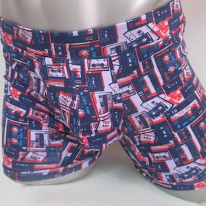 anatomische Herren Unterwäsche 3-Zoll-Bein Boxershorts Kassettenrecorder Mix Tape Print ,Cookie Print , Fun Print Boxers für Freund Weihnachten