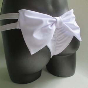 scrunched butt strappy bikini bottom cheeky brazilian solid white bottoms side straps swimsuit low waist big bow back bikini low rise