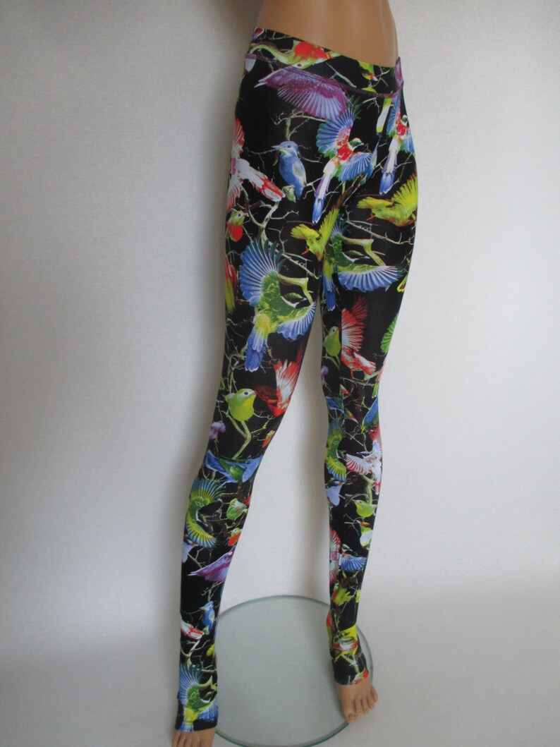 Extra Long Yoga Pants Birds Capri Fun Print Gym Pants Leggings Etsy