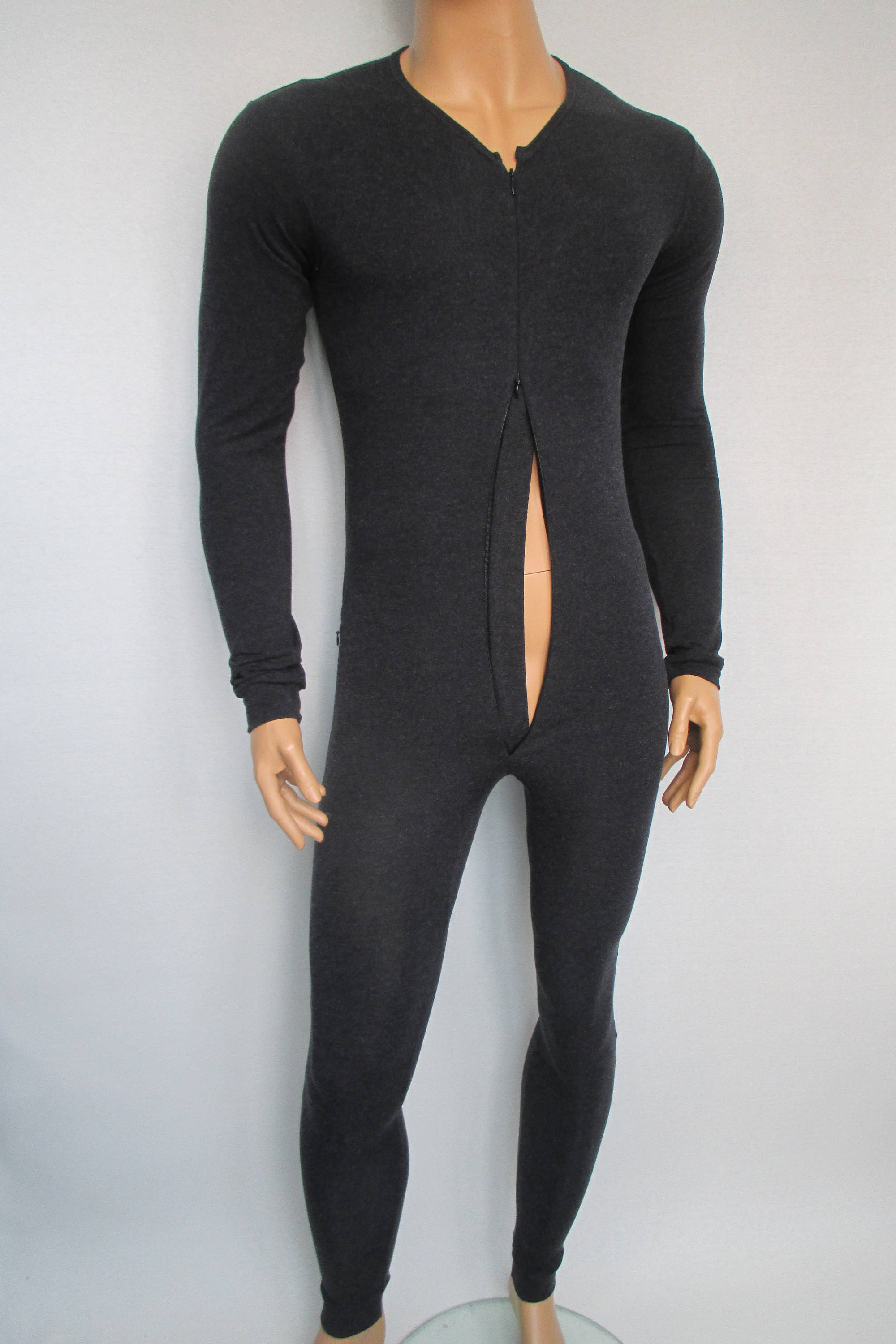 Full Bodysuit Double Way Zipper Fine Overall Mens Onepiece Etsy