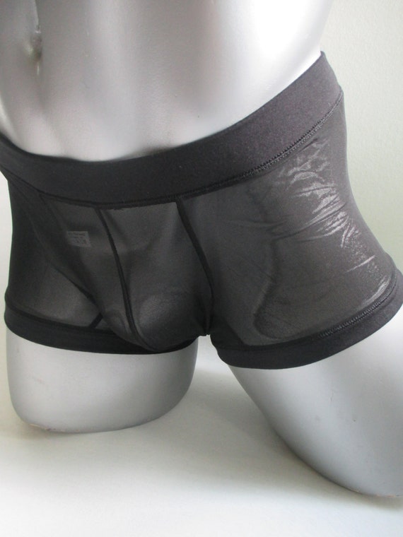 Transparent Boxer Shorts Sexy Men's Underwear Elastic Mesh See