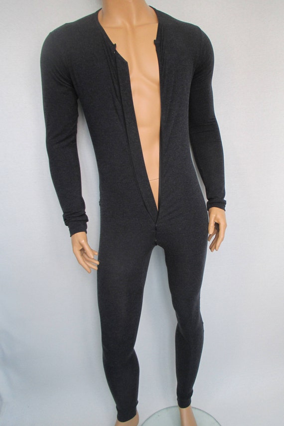 Full Bodysuit Double Way Zipper Fine Overall Mens One-piece Suit