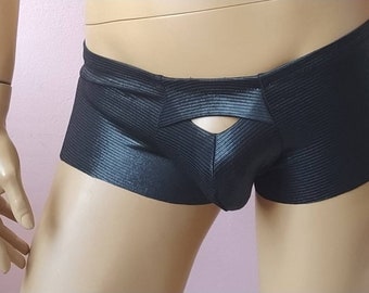 Herren-Badehose, quadratisch geschnittener Badeanzug, Badehose für Herren, männliche Badegäste, exotische Badebekleidung, Guck-Kostüm-Element, Lederoptik