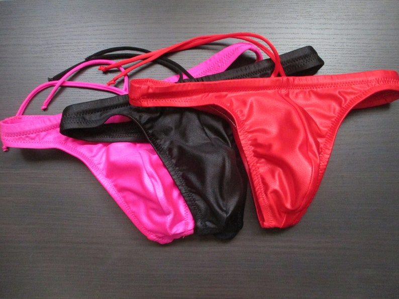 Mens thong swimsuit leatherish effect mens swim thong Etsy