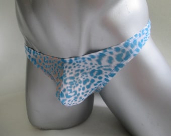 Herenstring van mesh met luipaardprint – lage taille, brutale snit