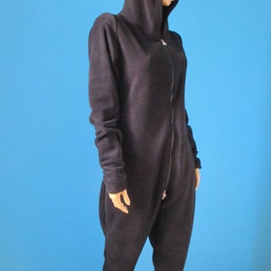 fleece bodysuit double zipper full body suit long sleeves of polar fleece union suit hooded one piece jump suit playsuit unitard lounge suit image 3