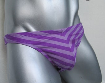 Mens bikini swimsuit swimtrunks men in Purple chevron swimsuit for men classic brief classic thong bikini bottom in lavender purple stripes